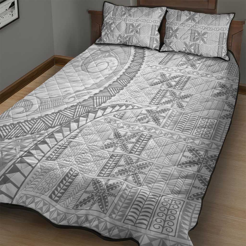 Niue White Sunday Quilt Bed Set Niuean Lotu Tamaiti Hiapo Pattern - Polynesian Pride