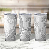 Niue White Sunday Tumbler Cup Niuean Lotu Tamaiti Hiapo Pattern - Polynesian Pride