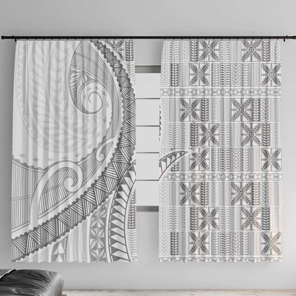 Niue White Sunday Window Curtain Niuean Lotu Tamaiti Hiapo Pattern - Polynesian Pride