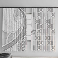 Niue White Sunday Window Curtain Niuean Lotu Tamaiti Hiapo Pattern - Polynesian Pride