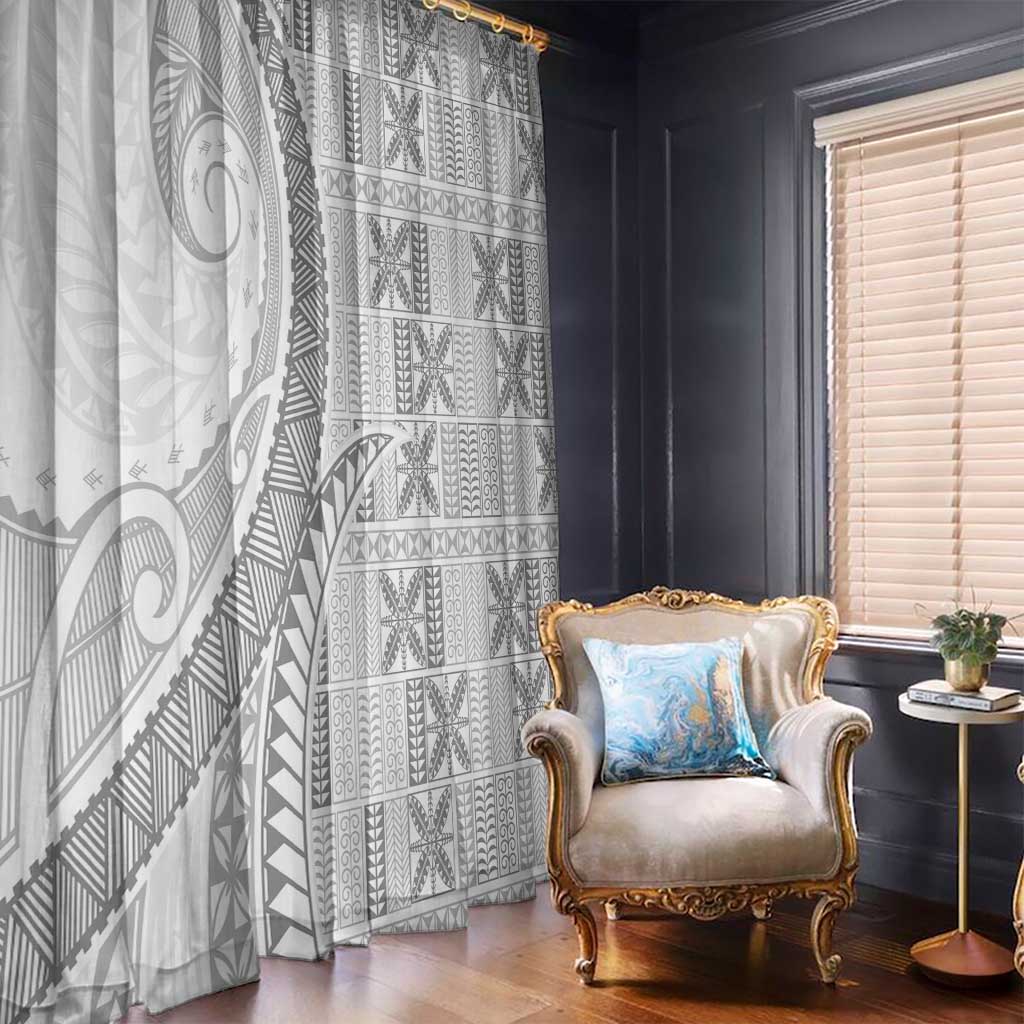Niue White Sunday Window Curtain Niuean Lotu Tamaiti Hiapo Pattern - Polynesian Pride