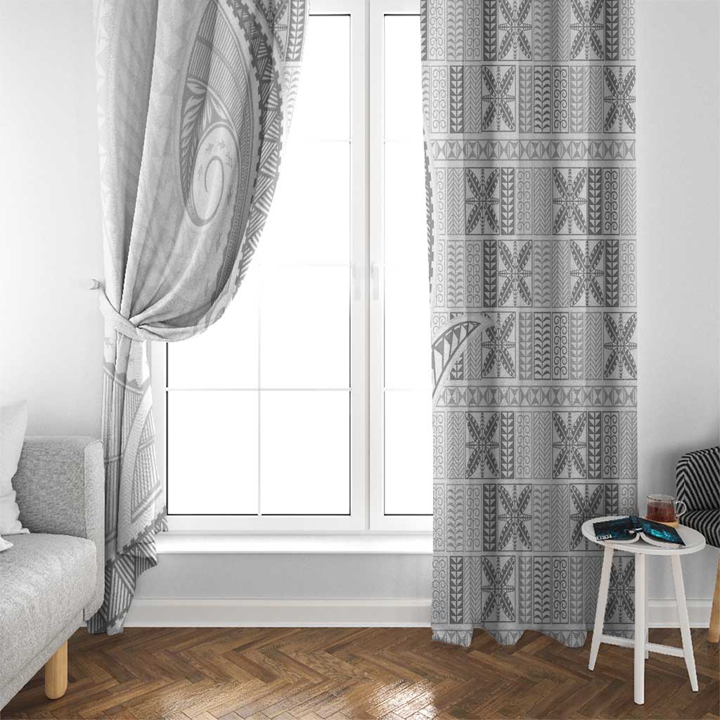 Niue White Sunday Window Curtain Niuean Lotu Tamaiti Hiapo Pattern - Polynesian Pride