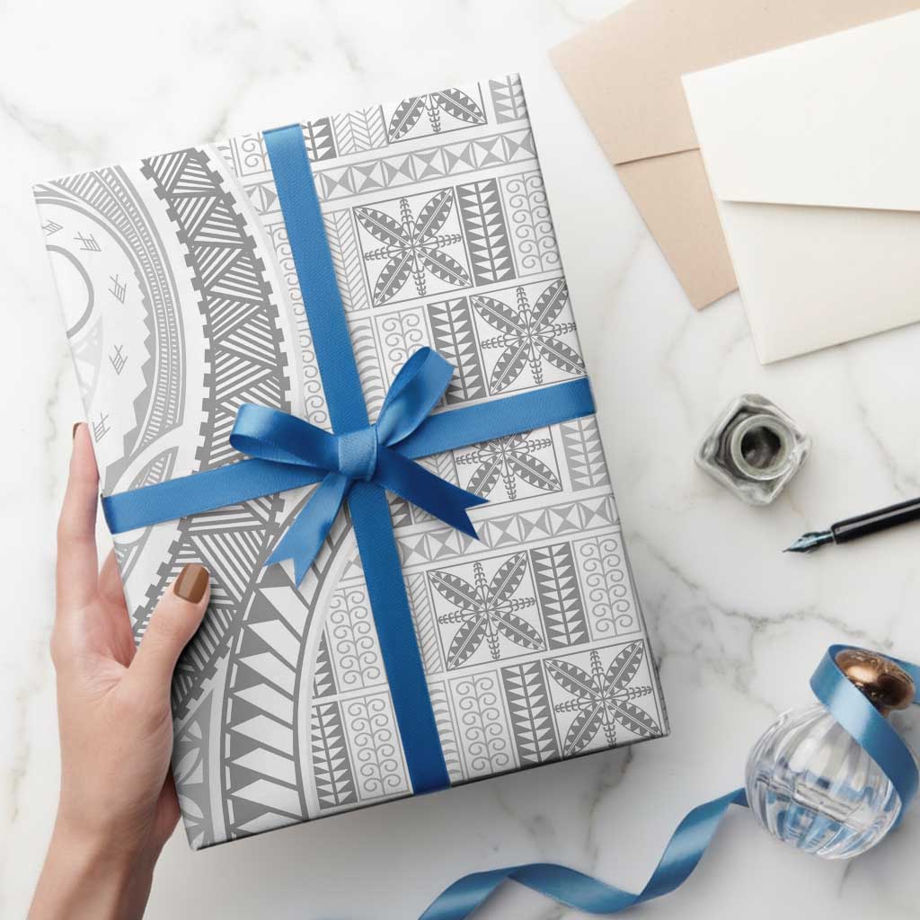 Niue White Sunday Wrapping Paper Niuean Lotu Tamaiti Hiapo Pattern - Polynesian Pride