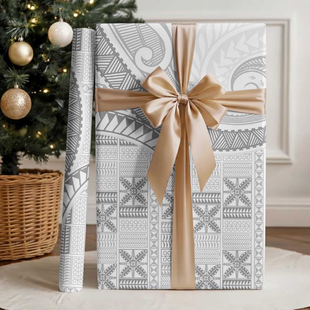 Niue White Sunday Wrapping Paper Niuean Lotu Tamaiti Hiapo Pattern - Polynesian Pride