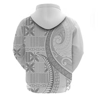 Niue White Sunday Zip Hoodie Niuean Lotu Tamaiti Hiapo Pattern - Polynesian Pride