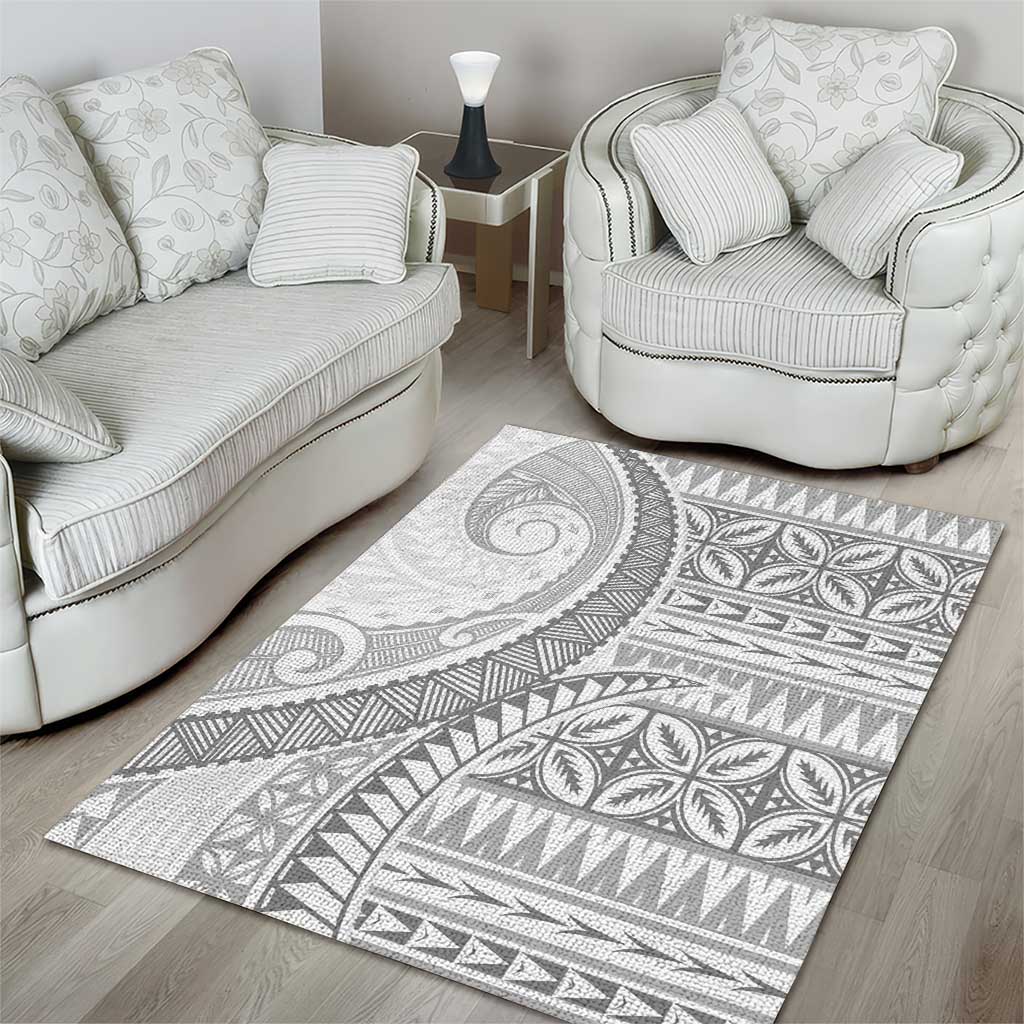 Polynesian White Sunday Area Rug Lotu Tamaiti Melanesian Pattern - Polynesian Pride