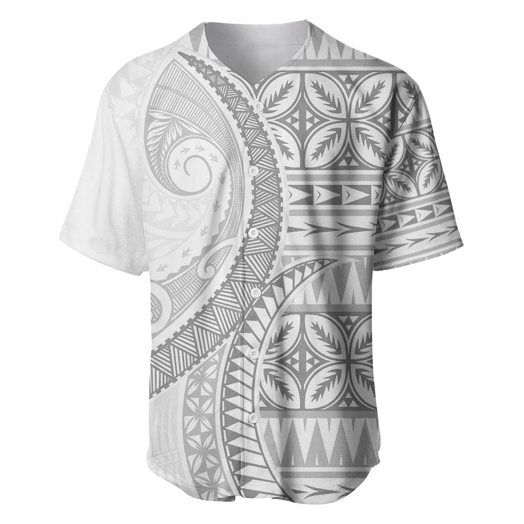 Polynesian White Sunday Baseball Jersey Lotu Tamaiti Melanesian Pattern - Polynesian Pride