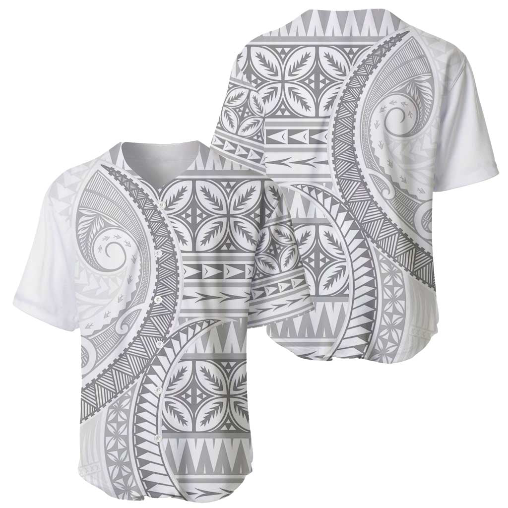 Polynesian White Sunday Baseball Jersey Lotu Tamaiti Melanesian Pattern - Polynesian Pride