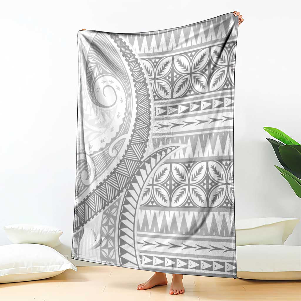 Polynesian White Sunday Blanket Lotu Tamaiti Melanesian Pattern - Polynesian Pride