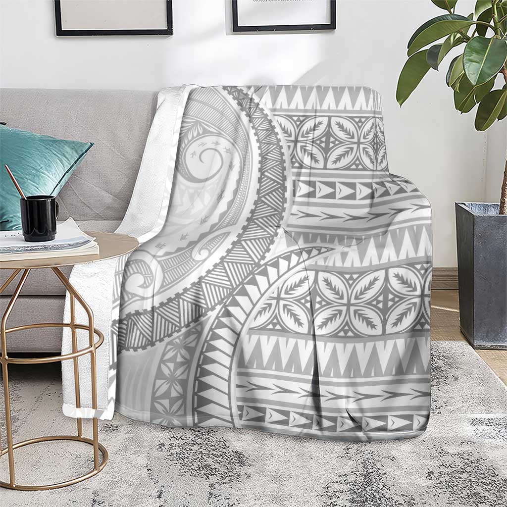 Polynesian White Sunday Blanket Lotu Tamaiti Melanesian Pattern - Polynesian Pride