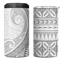 Polynesian White Sunday 4 in 1 Can Cooler Tumbler Lotu Tamaiti Melanesian Pattern - Polynesian Pride