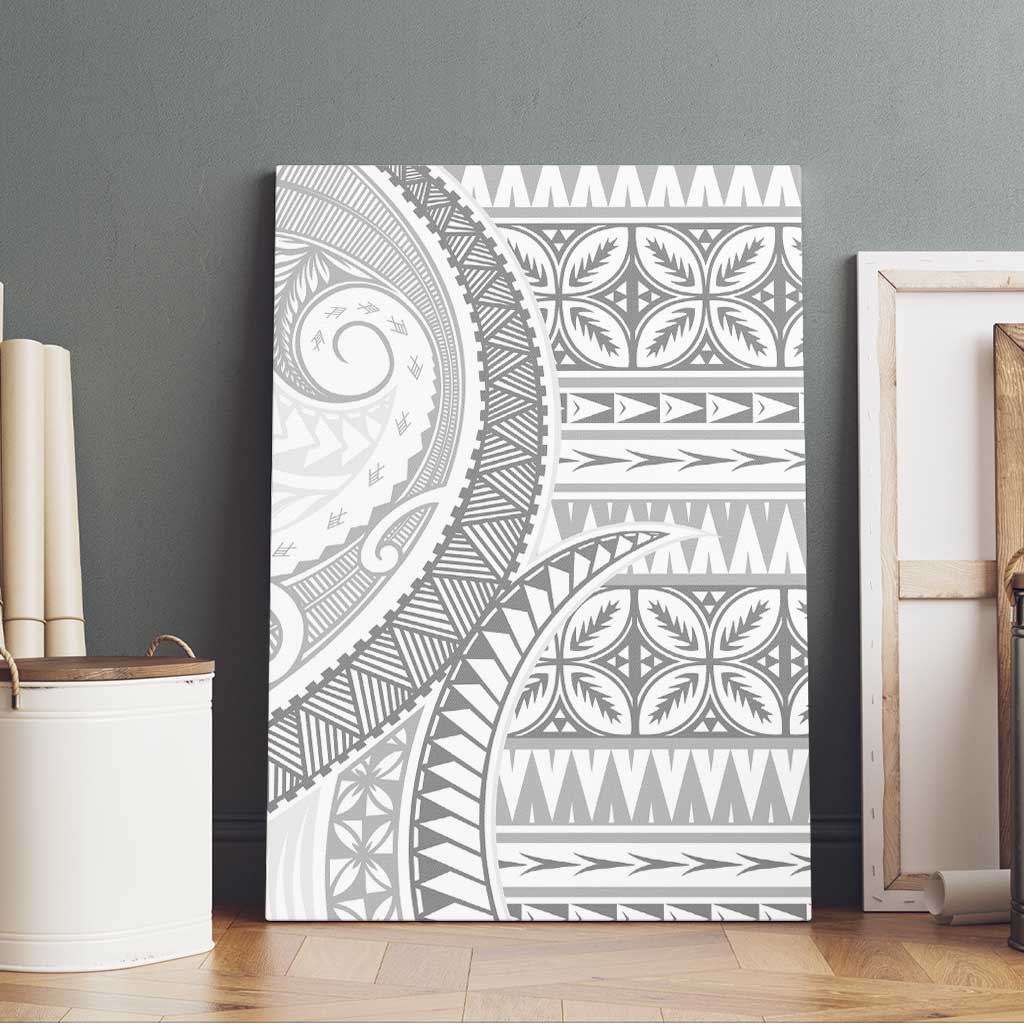 Polynesian White Sunday Canvas Wall Art Lotu Tamaiti Melanesian Pattern - Polynesian Pride