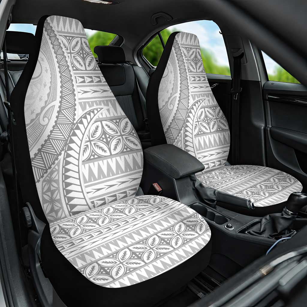 Polynesian White Sunday Car Seat Cover Lotu Tamaiti Melanesian Pattern - Polynesian Pride