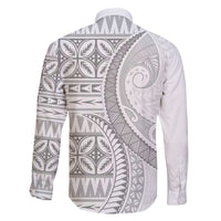 Polynesian White Sunday Family Matching Off The Shoulder Long Sleeve Dress and Hawaiian Shirt Lotu Tamaiti Melanesian Pattern - Polynesian Pride