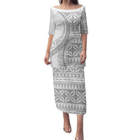 Polynesian White Sunday Family Matching Puletasi and Hawaiian Shirt Lotu Tamaiti Melanesian Pattern - Polynesian Pride