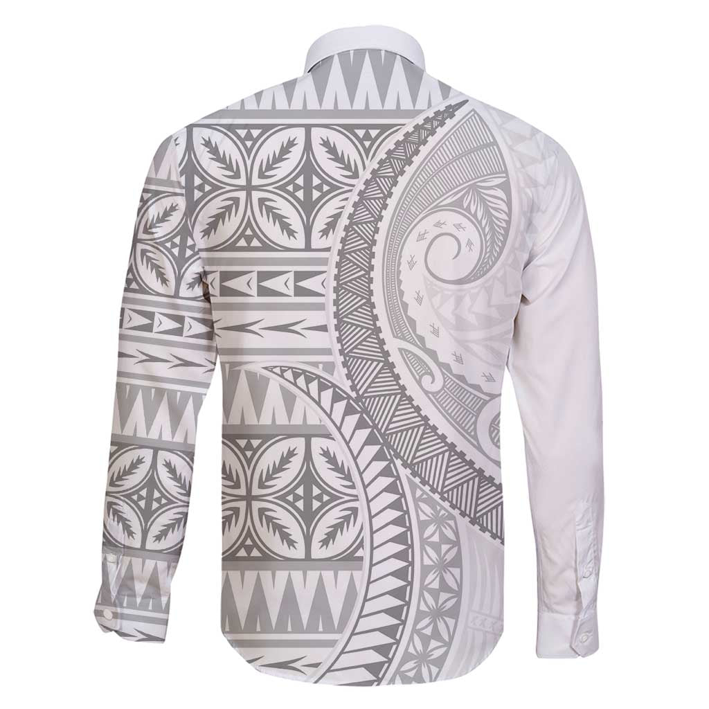 Polynesian White Sunday Family Matching Tank Maxi Dress and Hawaiian Shirt Lotu Tamaiti Melanesian Pattern - Polynesian Pride