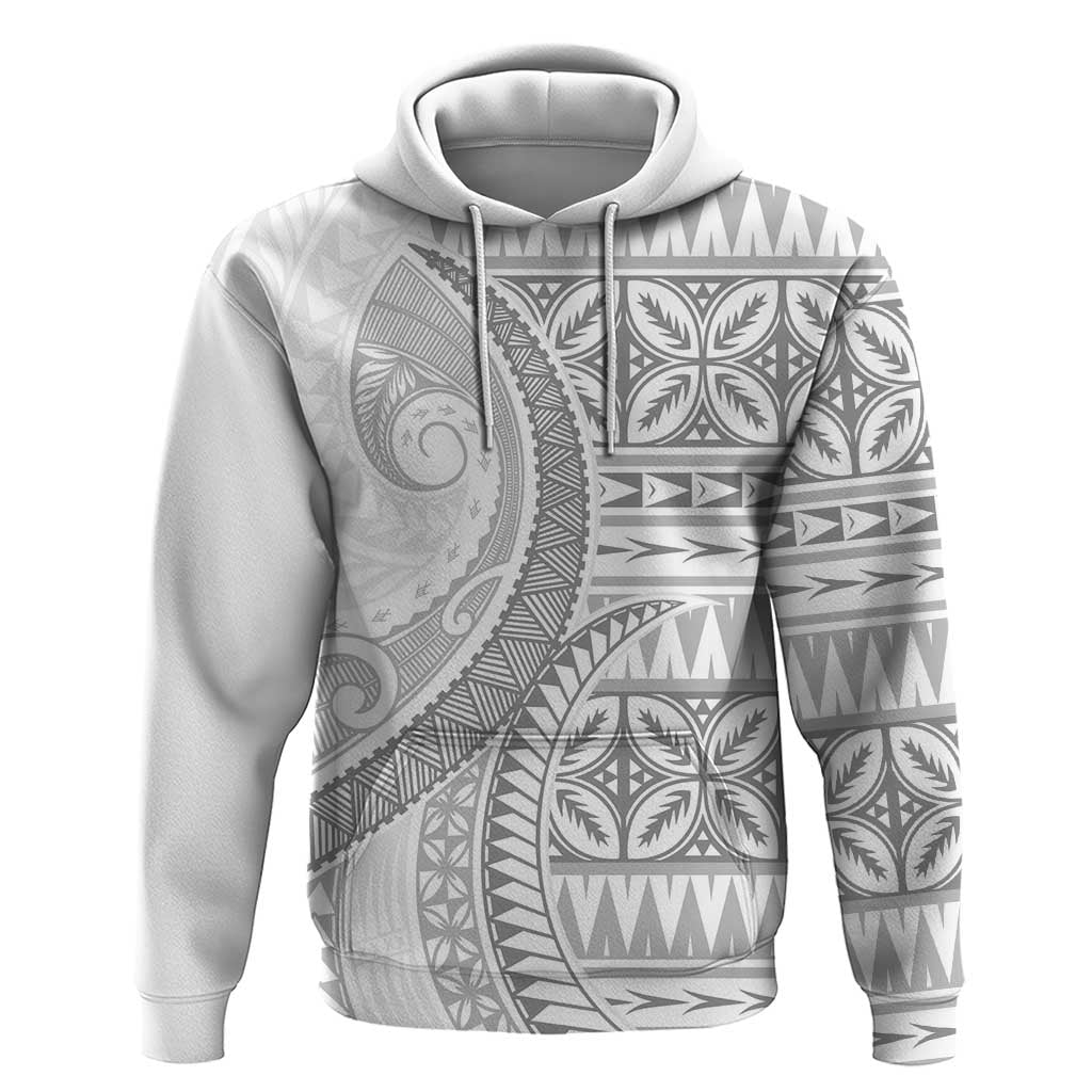 Polynesian White Sunday Hoodie Lotu Tamaiti Melanesian Pattern - Polynesian Pride