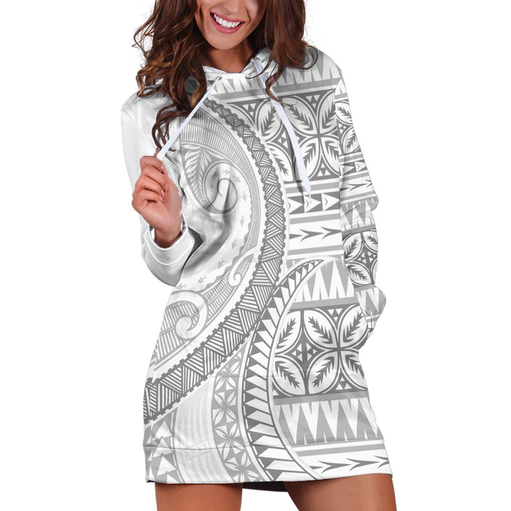 Polynesian White Sunday Hoodie Dress Lotu Tamaiti Melanesian Pattern - Polynesian Pride