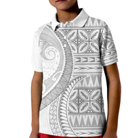 Polynesian White Sunday Kid Polo Shirt Lotu Tamaiti Melanesian Pattern LT9 Kid White - Polynesian Pride