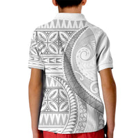 Polynesian White Sunday Kid Polo Shirt Lotu Tamaiti Melanesian Pattern LT9 - Polynesian Pride