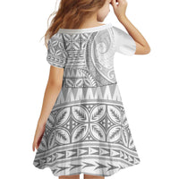 Polynesian White Sunday Kid Short Sleeve Dress Lotu Tamaiti Melanesian Pattern LT9 - Polynesian Pride