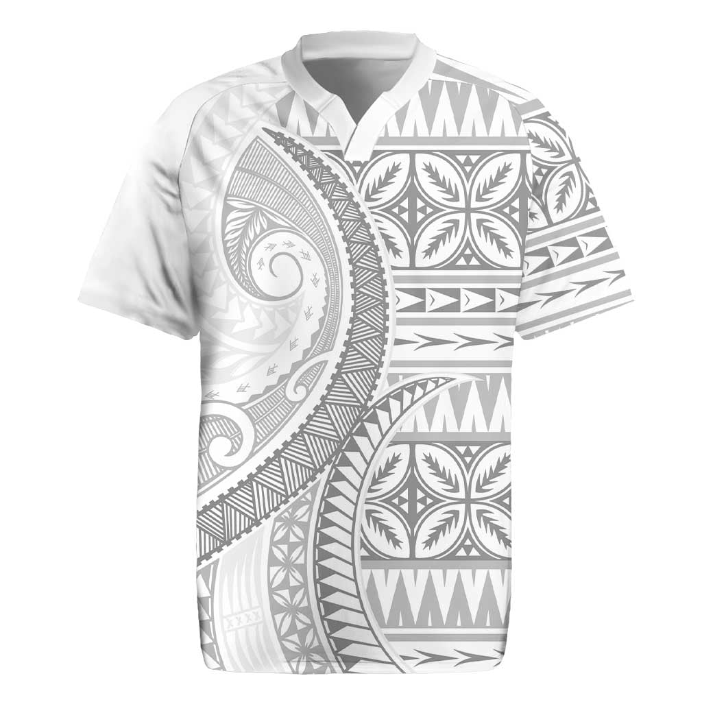 Polynesian White Sunday Rugby Jersey Lotu Tamaiti Melanesian Pattern - Polynesian Pride