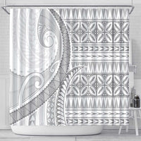 Polynesian White Sunday Shower Curtain Lotu Tamaiti Melanesian Pattern - Polynesian Pride
