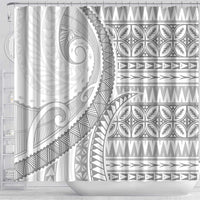 Polynesian White Sunday Shower Curtain Lotu Tamaiti Melanesian Pattern - Polynesian Pride