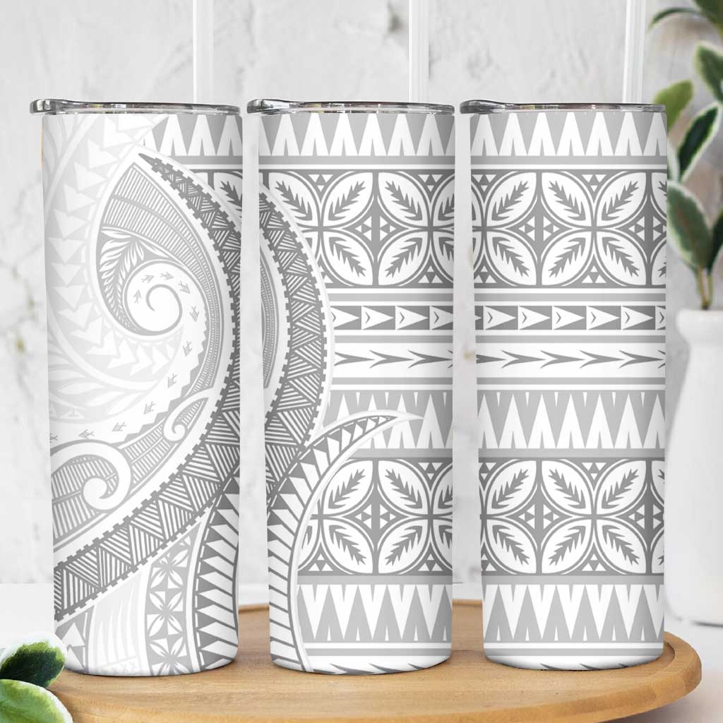 Polynesian White Sunday Skinny Tumbler Lotu Tamaiti Melanesian Pattern - Polynesian Pride