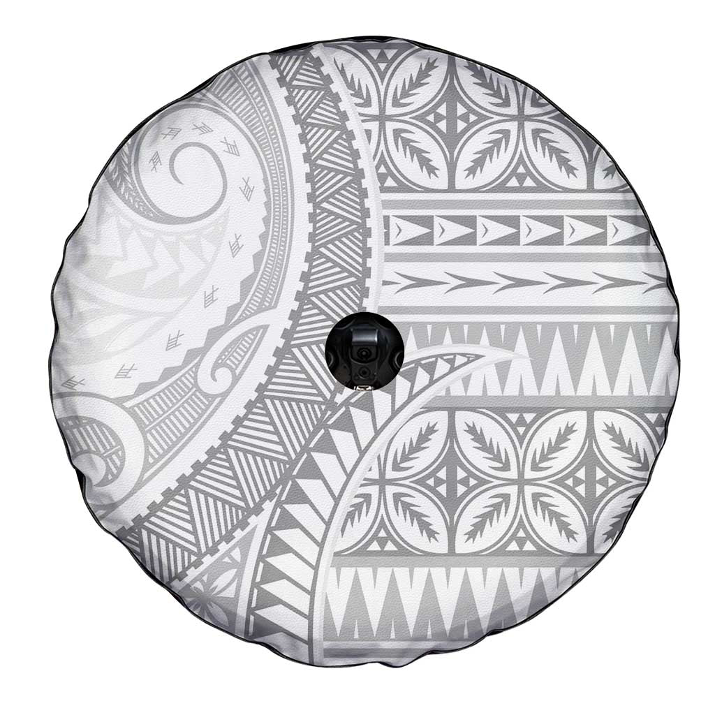 Polynesian White Sunday Spare Tire Cover Lotu Tamaiti Melanesian Pattern - Polynesian Pride