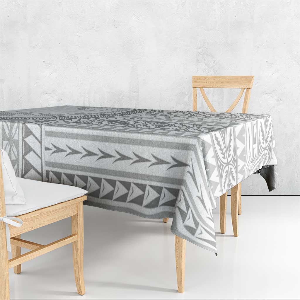 Polynesian White Sunday Tablecloth Lotu Tamaiti Melanesian Pattern - Polynesian Pride