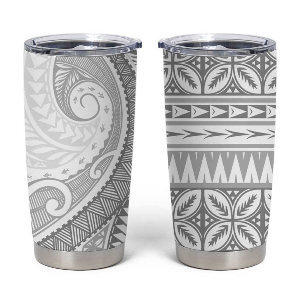 Polynesian White Sunday Tumbler Cup Lotu Tamaiti Melanesian Pattern - Polynesian Pride