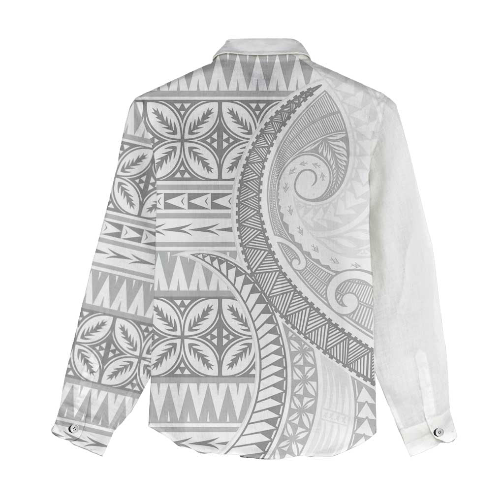 Polynesian White Sunday Women Casual Shirt Lotu Tamaiti Melanesian Pattern - Polynesian Pride