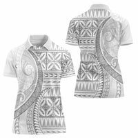 Polynesian White Sunday Women Polo Shirt Lotu Tamaiti Melanesian Pattern - Polynesian Pride