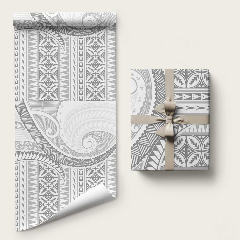 Polynesian White Sunday Wrapping Paper Lotu Tamaiti Melanesian Pattern - Polynesian Pride