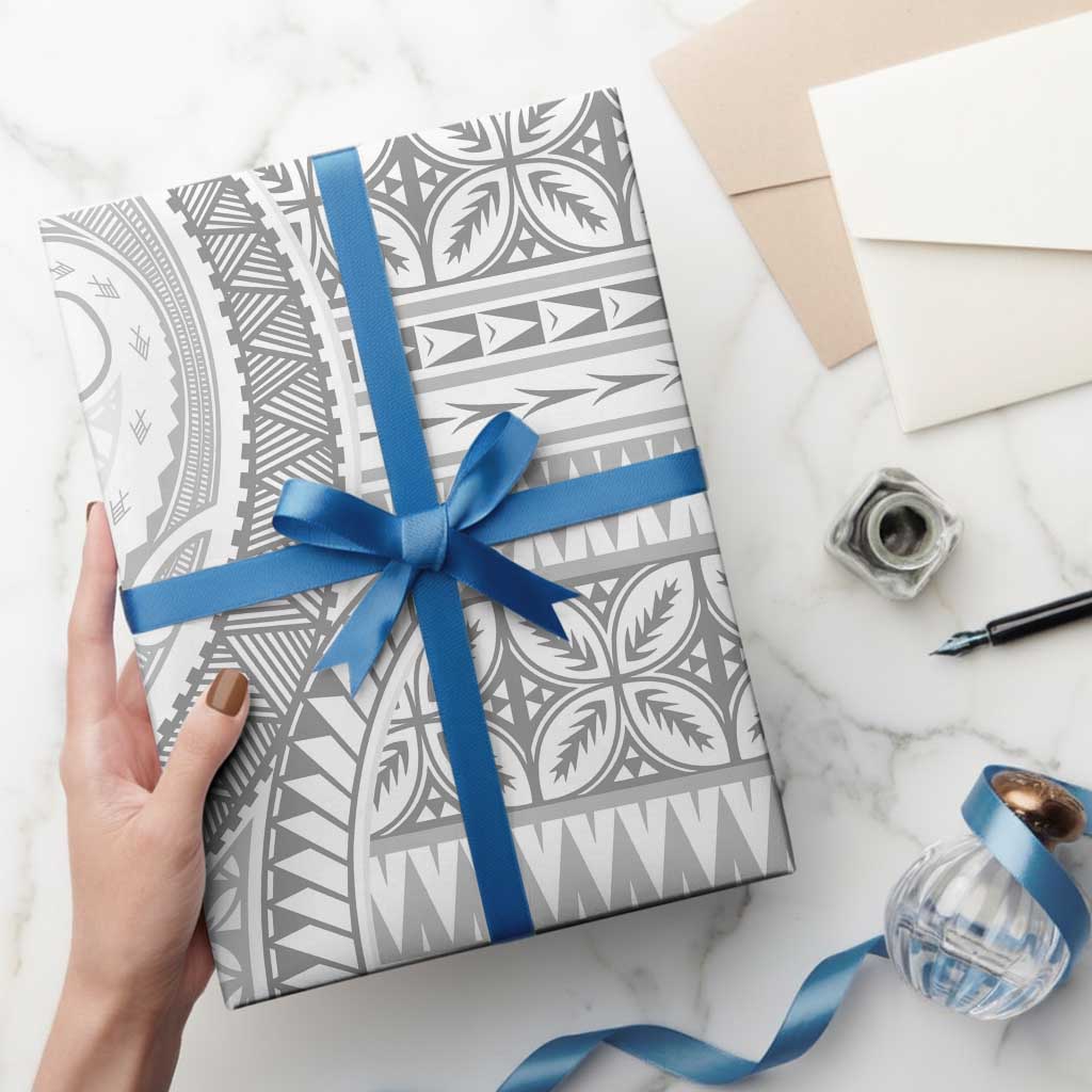 Polynesian White Sunday Wrapping Paper Lotu Tamaiti Melanesian Pattern - Polynesian Pride