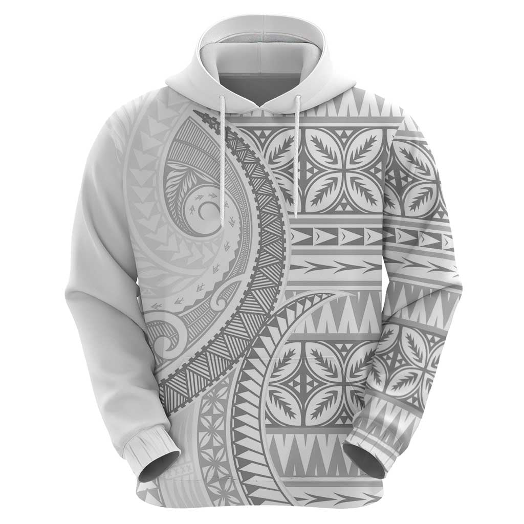 Polynesian White Sunday Zip Hoodie Lotu Tamaiti Melanesian Pattern - Polynesian Pride
