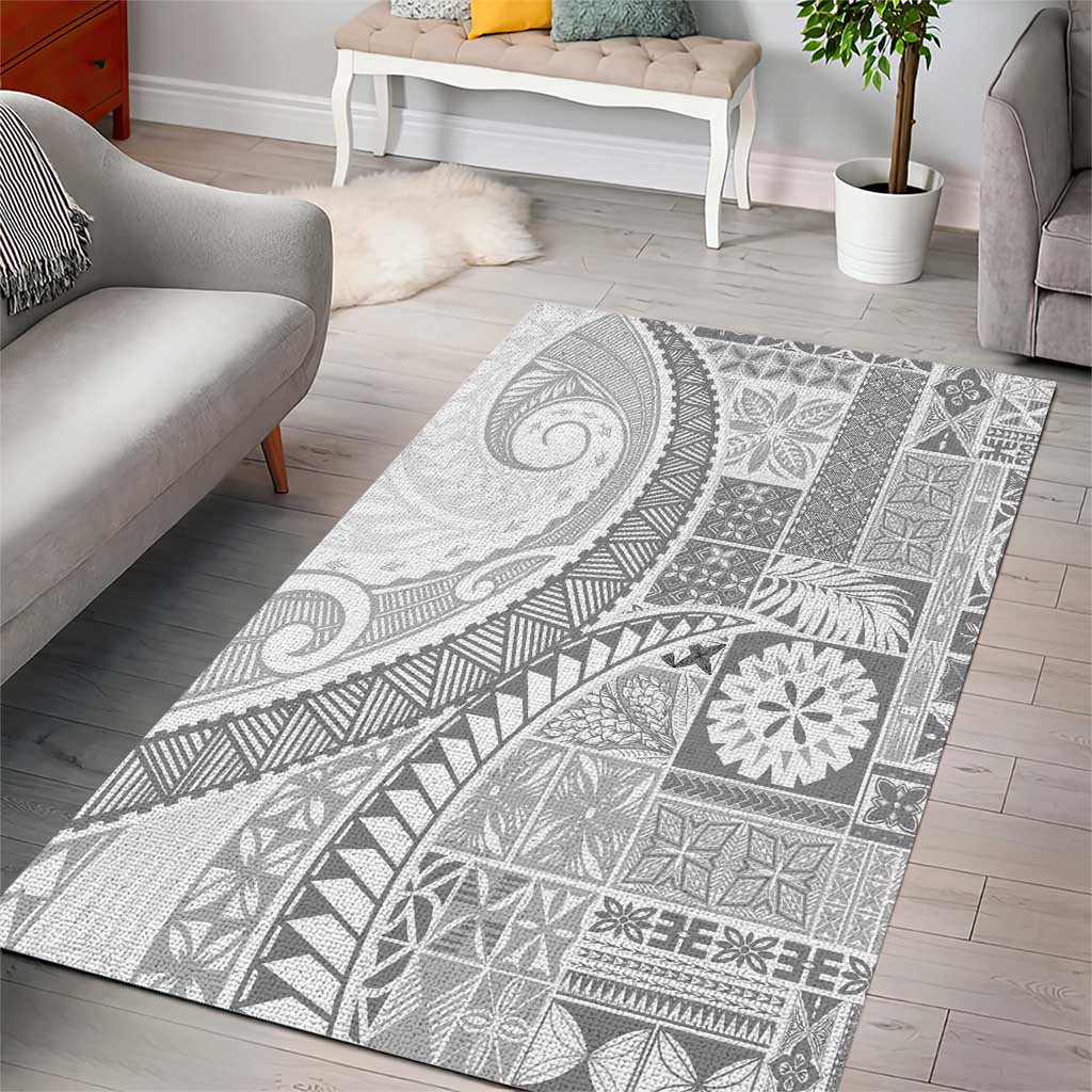 Samoa Siapo White Sunday Area Rug Lotu Tamaiti Polynesian White Pattern - Polynesian Pride