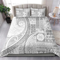 Samoa Siapo White Sunday Bedding Set Lotu Tamaiti Polynesian White Pattern - Polynesian Pride