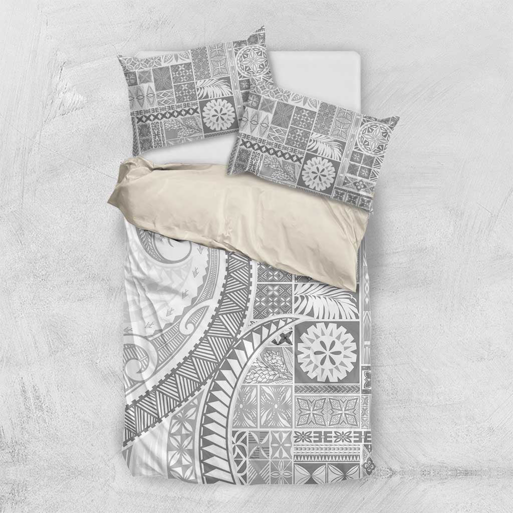 Samoa Siapo White Sunday Bedding Set Lotu Tamaiti Polynesian White Pattern - Polynesian Pride