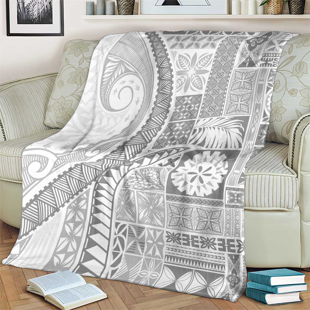 Samoa Siapo White Sunday Blanket Lotu Tamaiti Polynesian White Pattern - Polynesian Pride