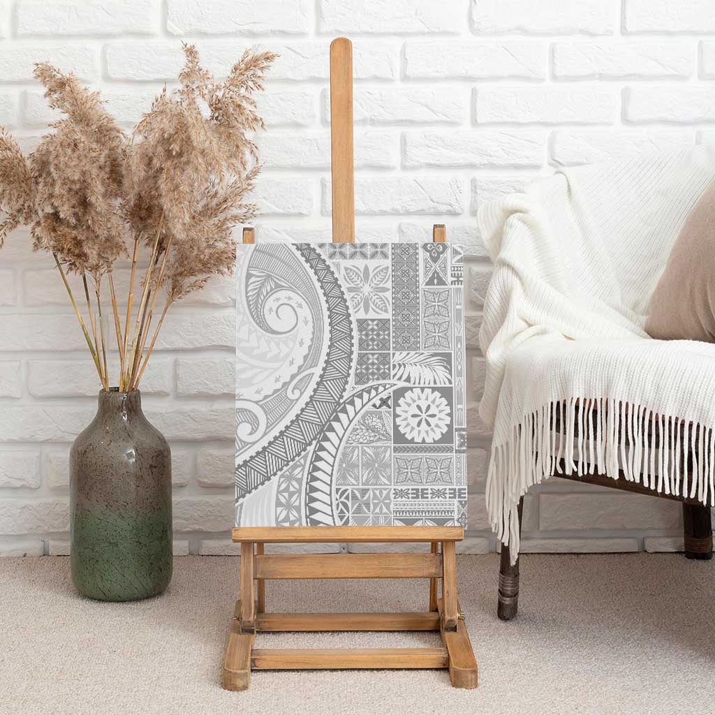 Samoa Siapo White Sunday Canvas Wall Art Lotu Tamaiti Polynesian White Pattern - Polynesian Pride