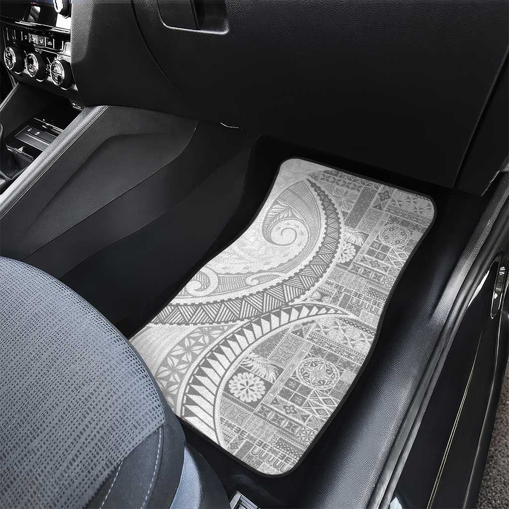 Samoa Siapo White Sunday Car Mats Lotu Tamaiti Polynesian White Pattern - Polynesian Pride