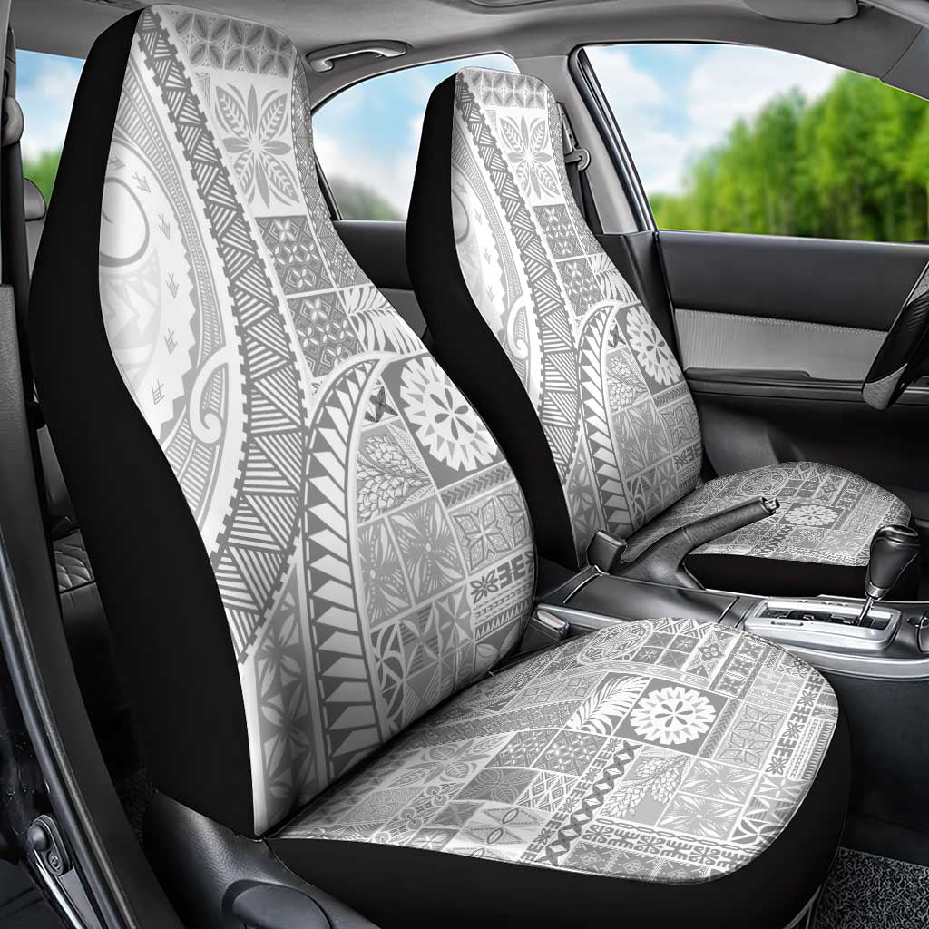 Samoa Siapo White Sunday Car Seat Cover Lotu Tamaiti Polynesian White Pattern - Polynesian Pride