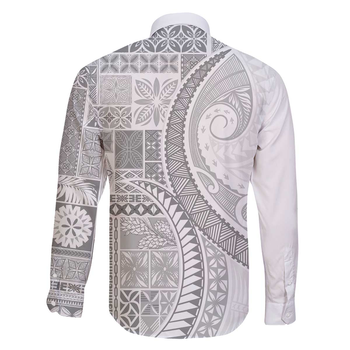 Samoa Siapo White Sunday Family Matching Off The Shoulder Long Sleeve Dress and Hawaiian Shirt Lotu Tamaiti Polynesian White Pattern - Polynesian Pride