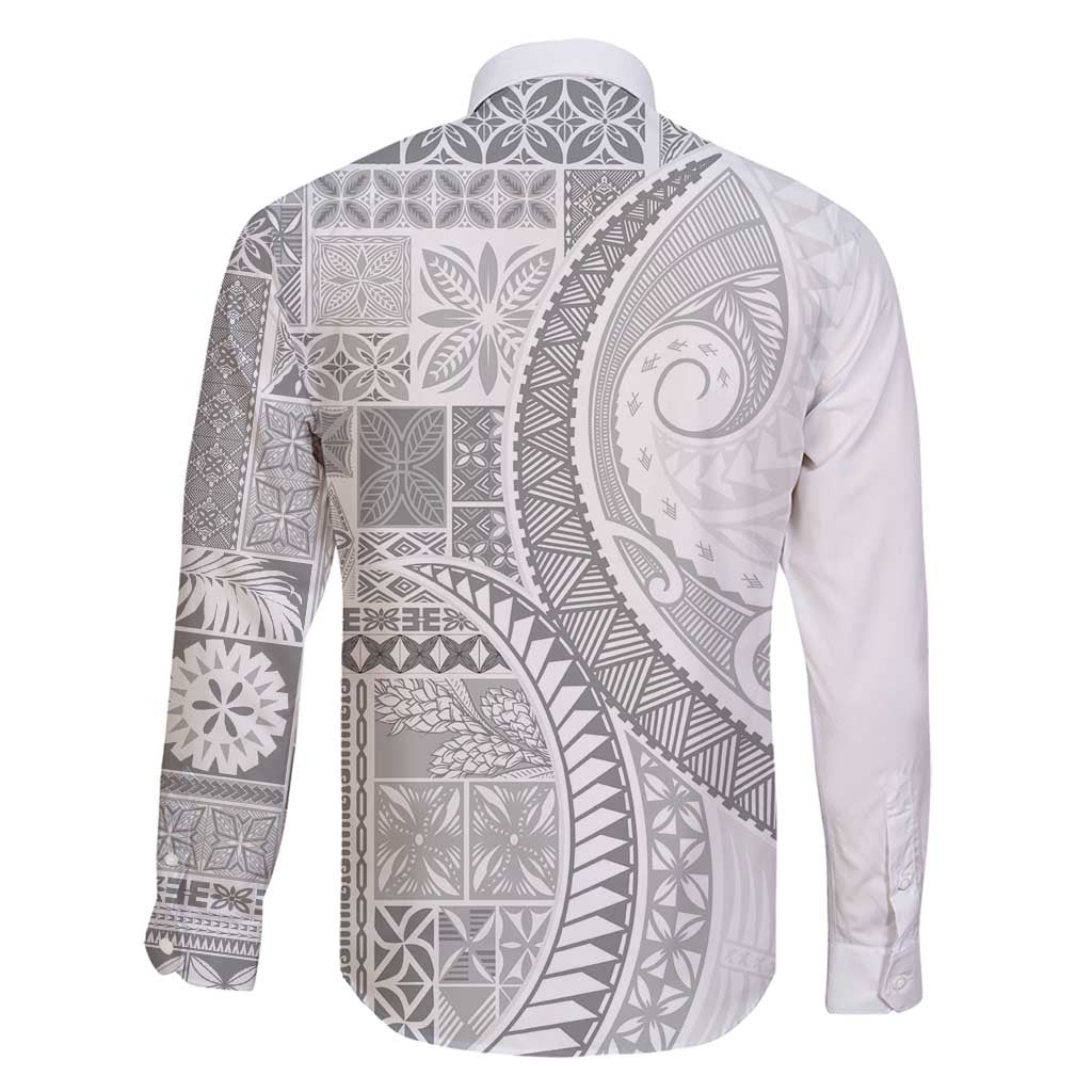 Samoa Siapo White Sunday Family Matching Puletasi and Hawaiian Shirt Lotu Tamaiti Polynesian White Pattern - Polynesian Pride