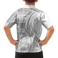Samoa Siapo White Sunday Family Matching Summer Maxi Dress and Hawaiian Shirt Lotu Tamaiti Polynesian White Pattern - Polynesian Pride