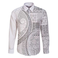 Samoa Siapo White Sunday Family Matching Summer Maxi Dress and Hawaiian Shirt Lotu Tamaiti Polynesian White Pattern - Polynesian Pride