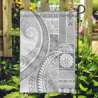 Samoa Siapo White Sunday Garden Flag Lotu Tamaiti Polynesian White Pattern - Polynesian Pride