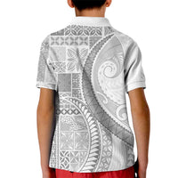 Samoa Siapo White Sunday Kid Polo Shirt Lotu Tamaiti Polynesian White Pattern LT9 - Polynesian Pride